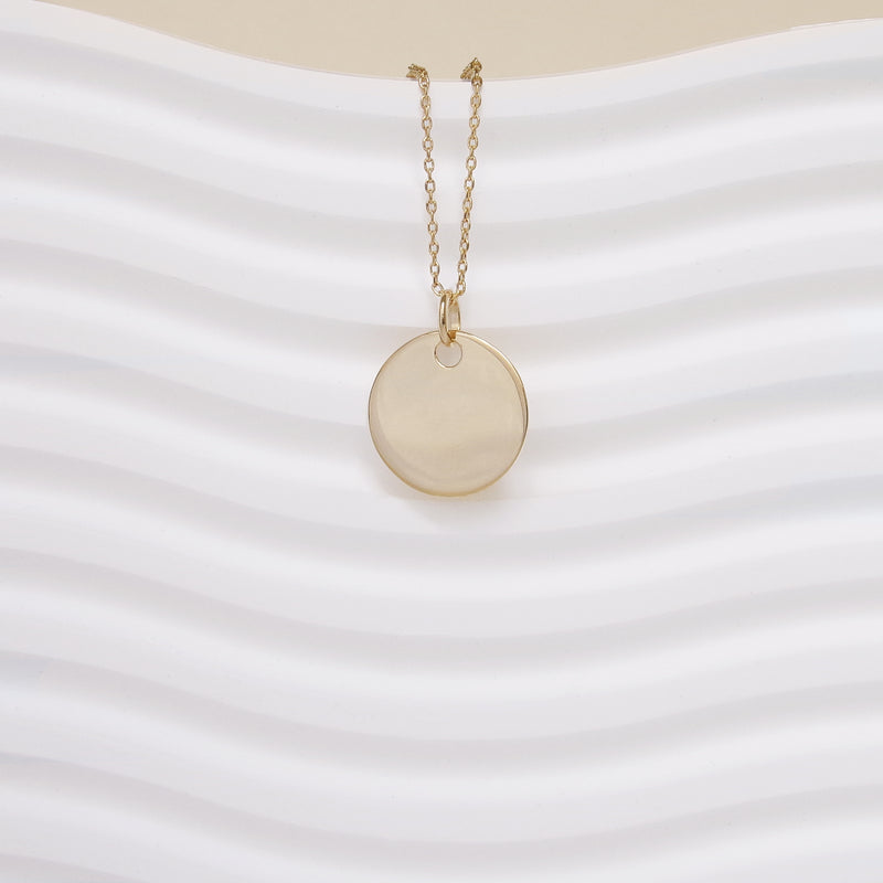 Collier June chaîne et médaille 15mm plaqué or à graver