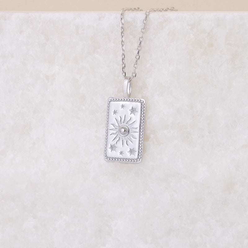 Pendentif Tarot Soleil éclatant argent à graver