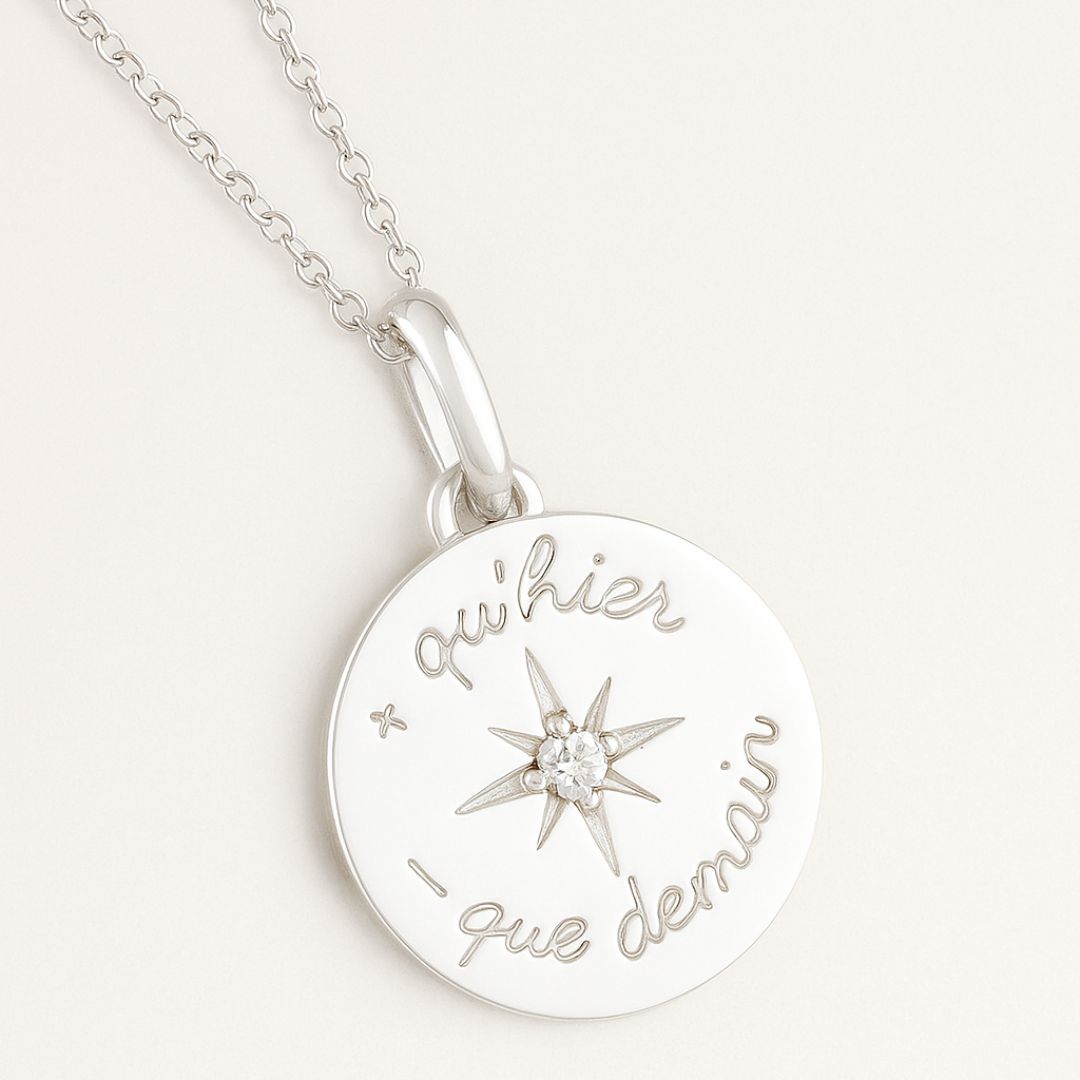 Pendentif Plus qu'Hier Moins que Demain argent massif