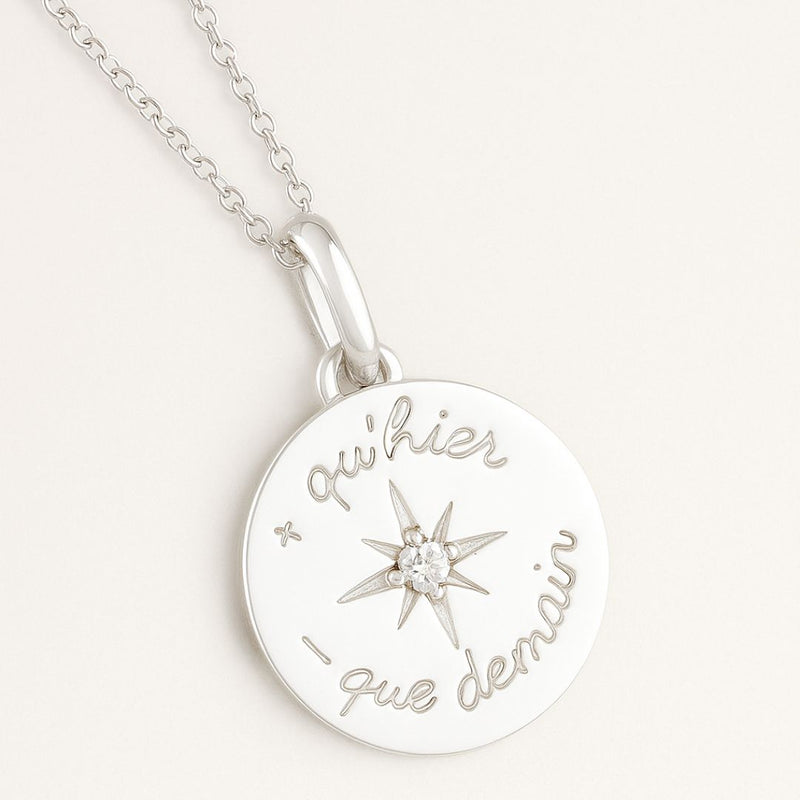 Pendentif Plus qu'Hier Moins que Demain argent massif