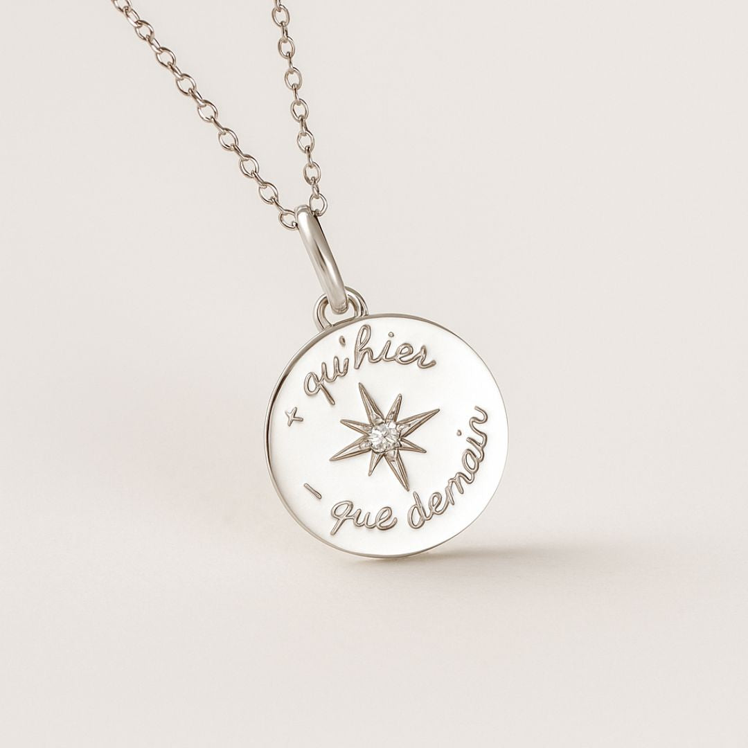Pendentif Plus qu'Hier Moins que Demain argent massif