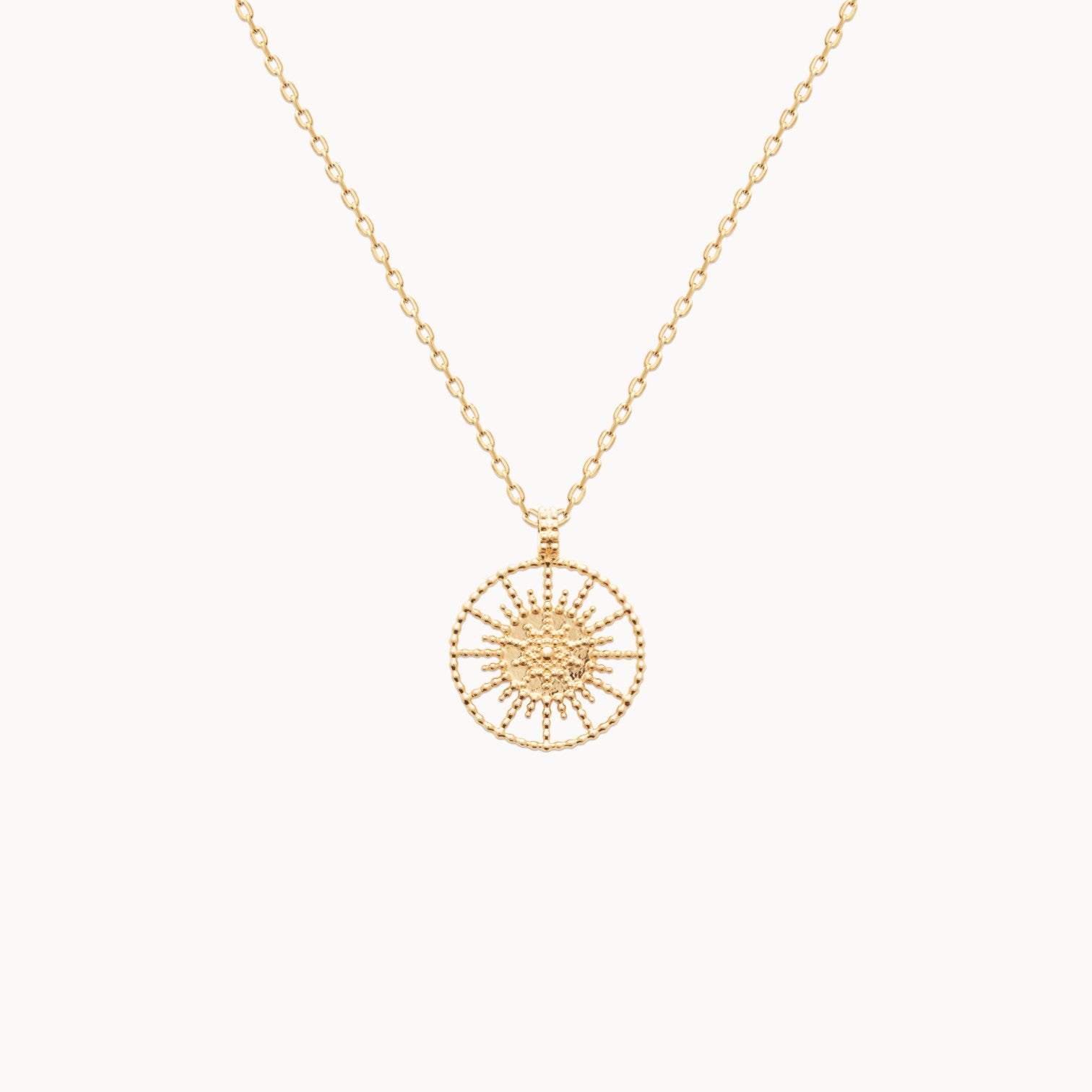 Gold Plated Beaded Radiant Sun Pendant