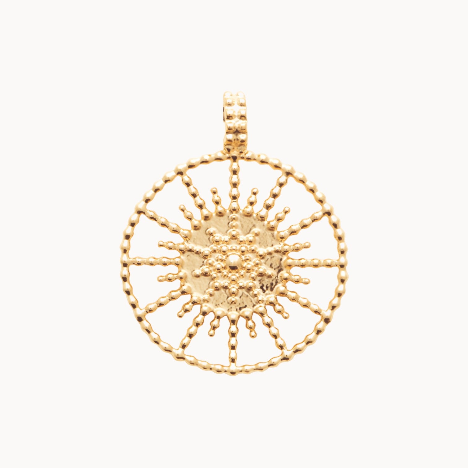 Gold Plated Beaded Radiant Sun Pendant