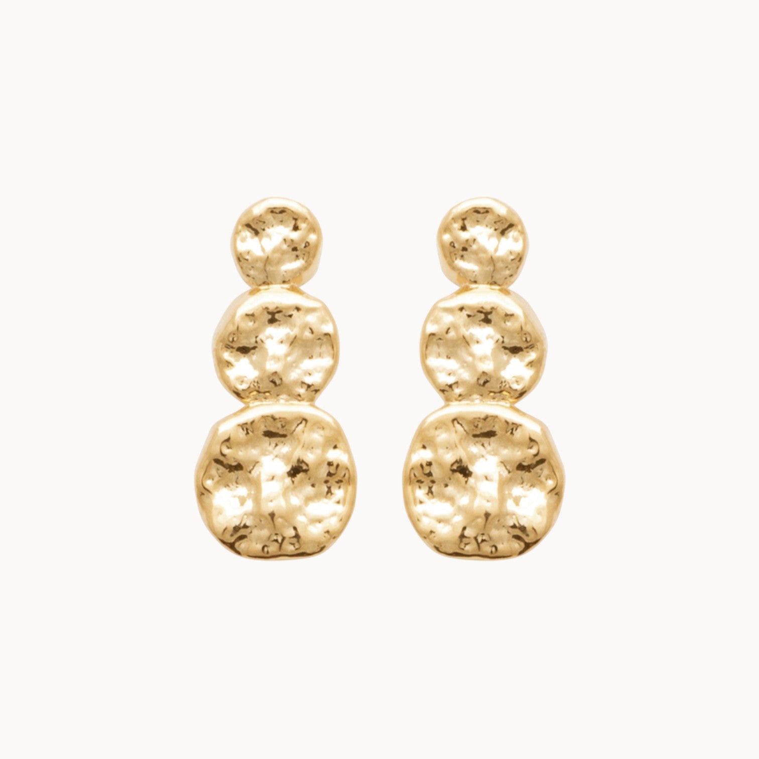 Boucles d'oreilles puces effet martelé en plaqué or 18 carats
