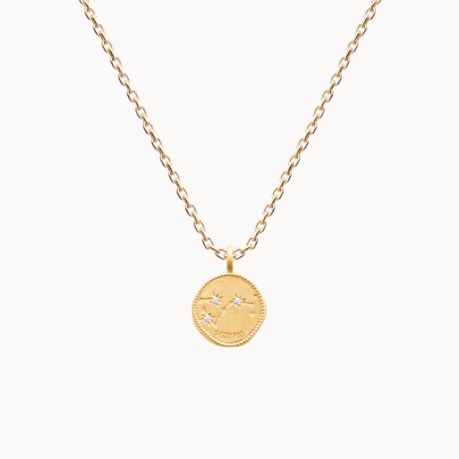 Médaille Constellation du Scorpion 18mm plaqué or 18 carats