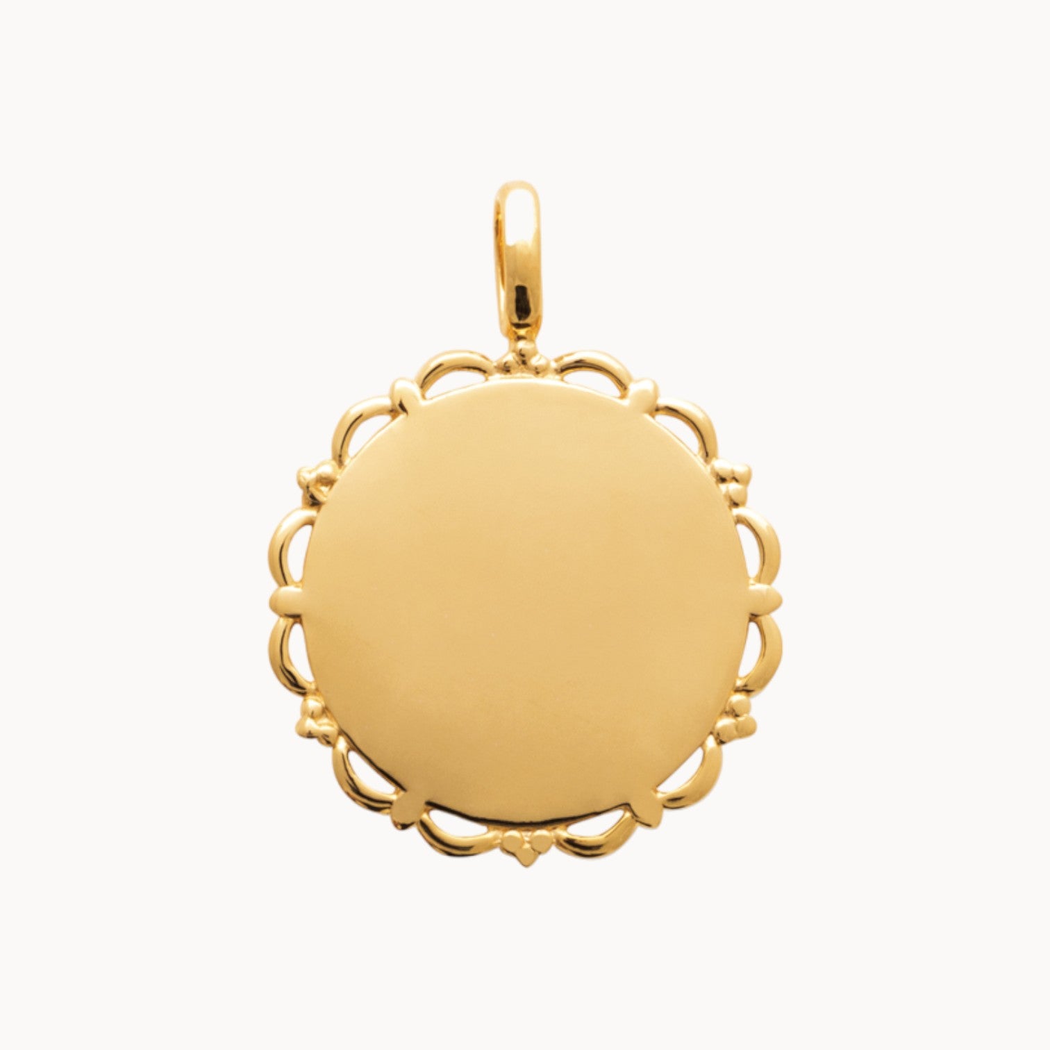 Pendentif médaille vintage tour dentelle à graver 17mm plaqué or 18 carats